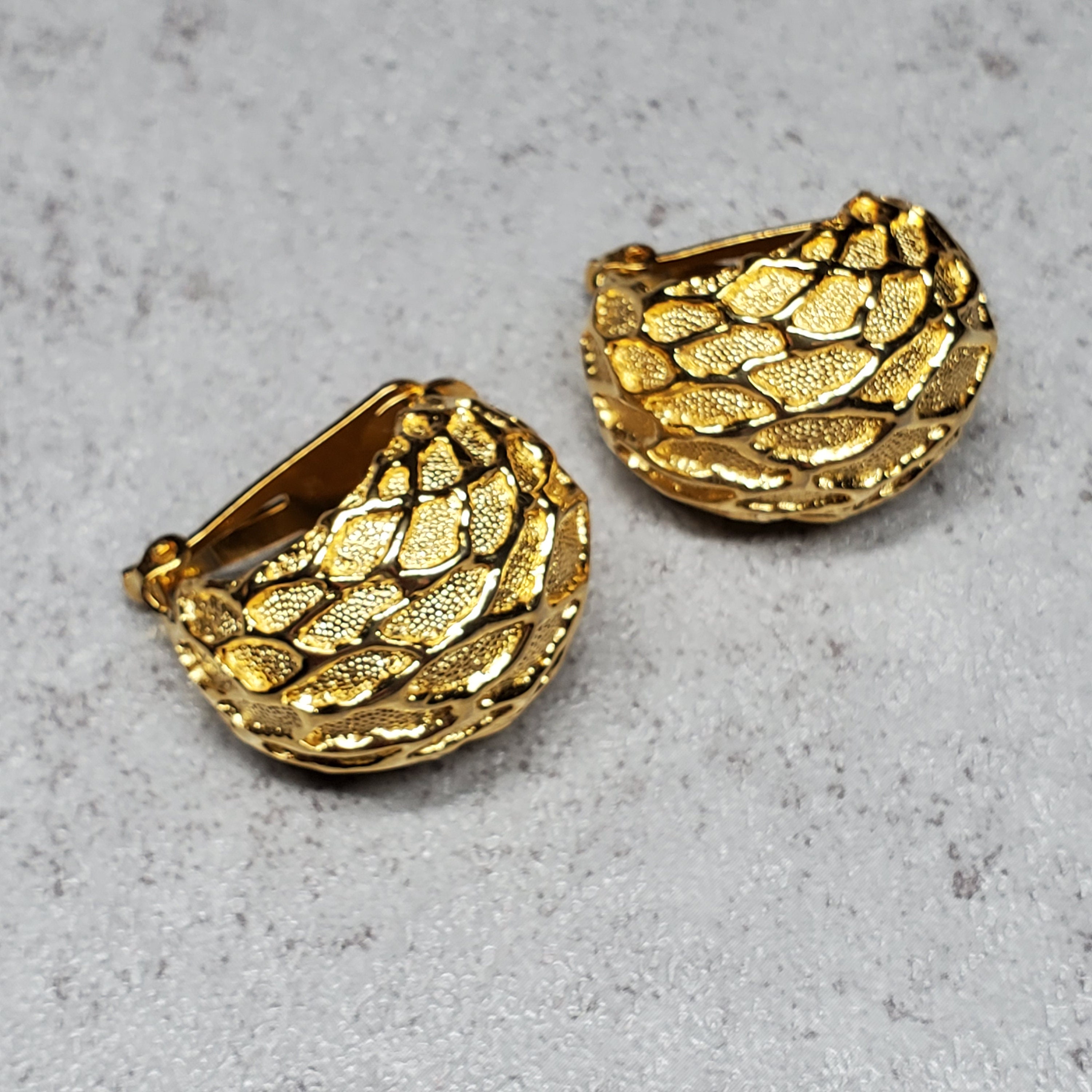 Extra large clip on earrings Vintage wide gold hoop earrings Etsy