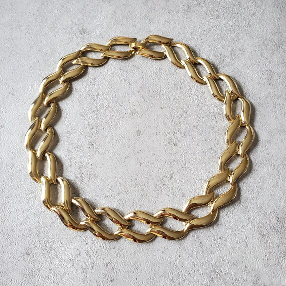 Vintage Gold chunky chain necklace, Brutalist ava… - image 5