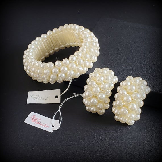 Vintage Park Lane white pearl hoop clip on and ch… - image 3