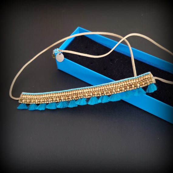Vintage Blue Tassel Choker Deepa Jewelry by Deepa Gurnani Vintage