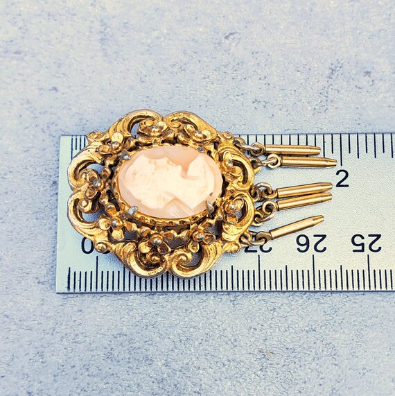 Vintage cameo Florenza brooch Mid Century Bullet … - image 8