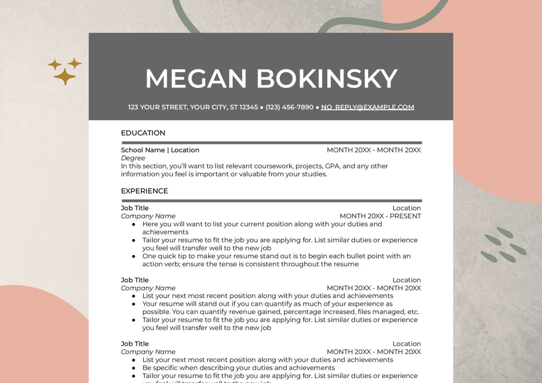 Color Block Professional Resume Template | DIGITAL FILE | Resume, Cover ...