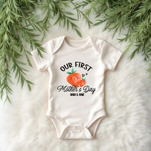Personalized First Mother&#39;s Day Bodysuit: Strawberry Baby Name Gift