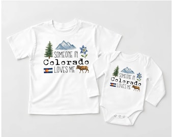 Someone in Colorado Loves Me Natural Color Cotton Baby Bodysuit – Mountain State Baby Outfit, Colorado Baby Gift, Colorado Kids Shirt