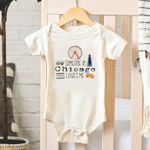 Someone in Chicago Loves Me Baby Bodysuit (3M–24M) & Kids T Shirt (2T-XL) | Chicago Tee, Chicago Landmarks Baby Shower Gift
