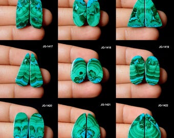 Chrysocolla Malachite Pair, Chrysocolla Malachite Gemstone Pair, Matching Chrysocolla Malachite Pair, Chrysocolla Malachite Pair For Earring