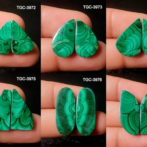 Par de malaquita - Par de pendientes de malaquita - Par de cristales de malaquita - Par de malaquita de alta calidad Par de piedras preciosas de malaquita cabujón para joyería