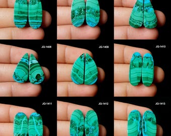 Chrysocolla Malachite Pair, Chrysocolla Malachite Gemstone Pair, Matching Chrysocolla Malachite Pair, Chrysocolla Malachite Pair For Earring