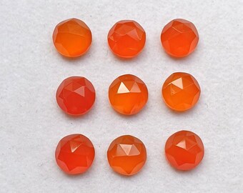 9 st 8 MM rund karneol fasetterad sten - fasetterad karneol ädelsten - rosenslipad karneol sten - fasetterad karneol kristallsten för smycken