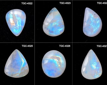 Rainbow Moonstone Cabochon - Multi-Blue Moonstone Gemstone - AAA+ Quality Moonstone - Flat Back Moonstone Cabochon Moonstone Crystal Cabs