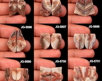 Crazy Lace Agate Pair - Natural Crazy Lace Agate Earring Pair - Flatback Crazy Lace Agate Pair Cabochon Crazy Lace Agate Pair For Earring