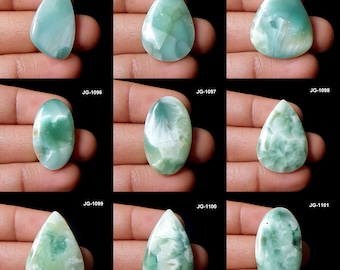 Pietra di calcedonio verde - Pietra preziosa di calcedonio verde naturale - Cabochon di calcedonio verde a fondo piatto Cristallo di calcedonio verde per gioielli