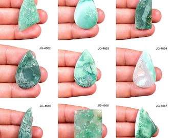 グリーンカルセドニーストーン - 天然グリーンカルセドニー宝石 - フラットバックグリーンカルセドニーカボショングリーンカルセドニークリスタルジュエリー製作用