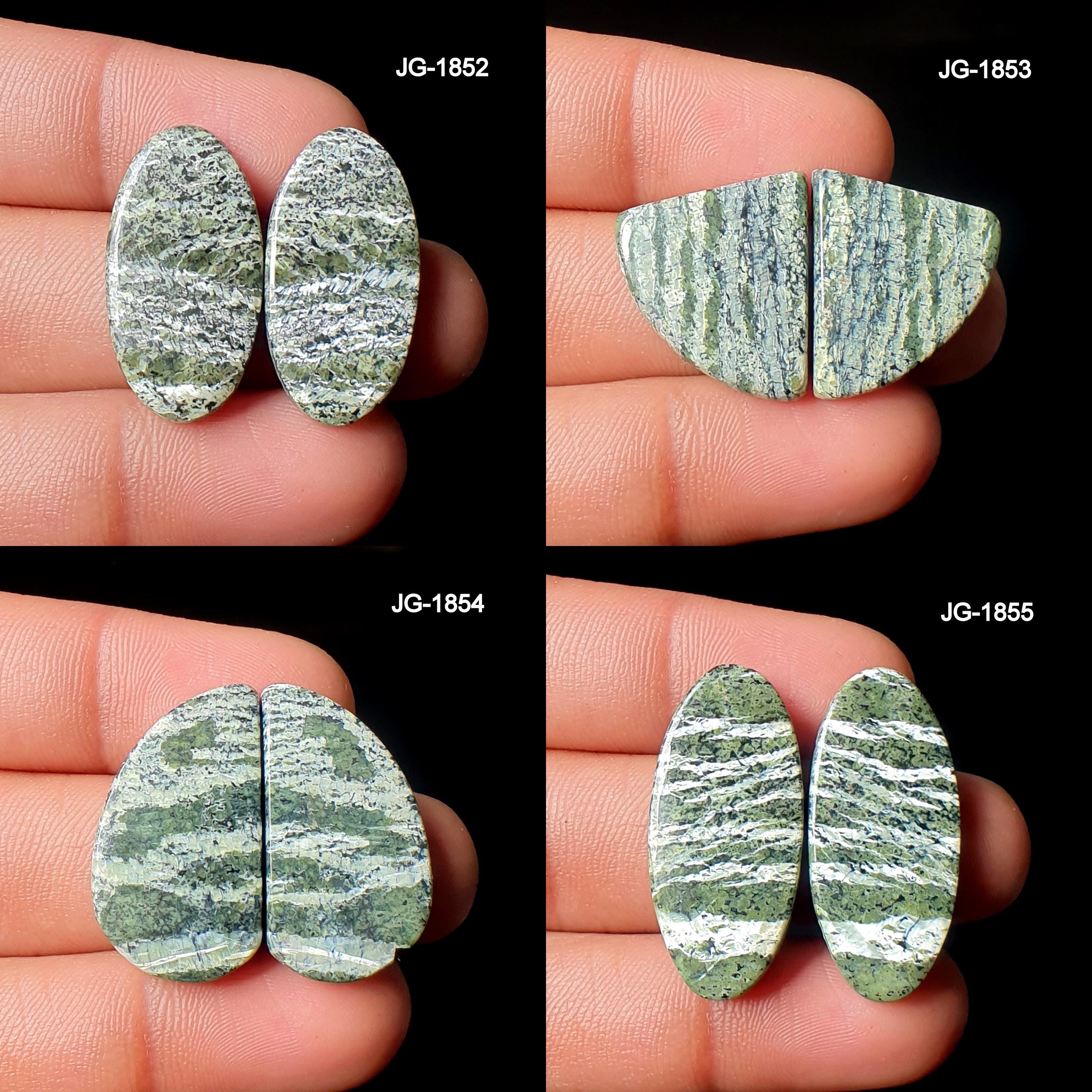 Swiss Opal Gemstone Pair - Green Swiss Opal Earring Pair - Swiss