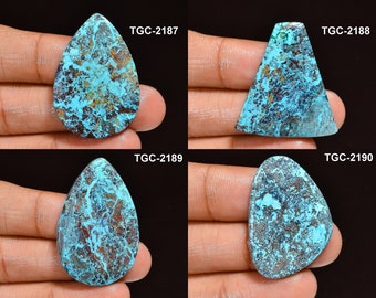 Chrysocolla Cabochon - Natural Blue Chrysocolla Gemstone, High Quality Chrysocolla Stone, Flat Back Chrysocolla Cabochon Chrysocolla Crystal