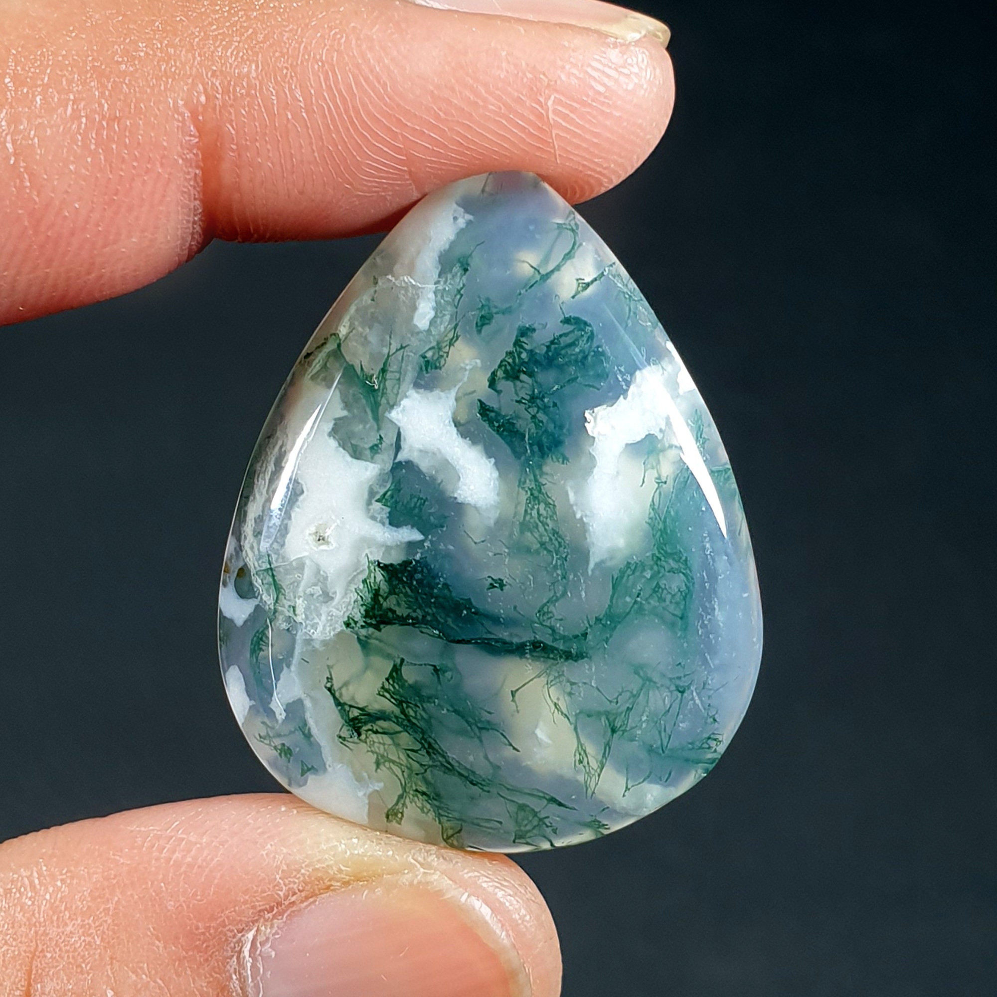 Exquisite Moss Agate Gemstone Natural Moss Agate Cabochon Top | Etsy