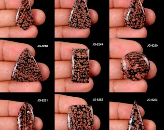 Cabujón de obsidiana caoba, piedra preciosa negra para joyería, varias formas