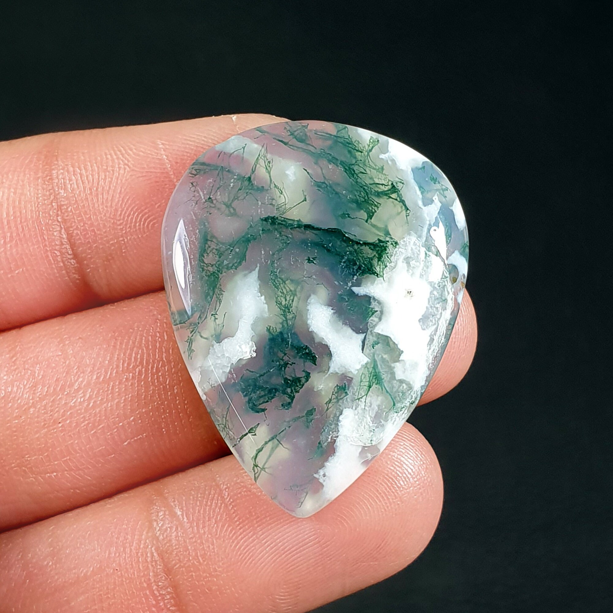 Exquisite Moss Agate Gemstone Natural Moss Agate Cabochon Top | Etsy