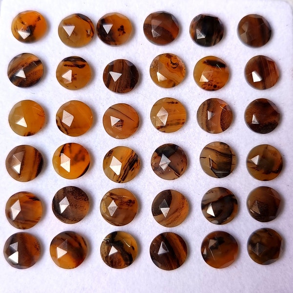 10MM Round Montana Agate Gemstone - Rose Cut Faceted Montana Agate Round, Flatback Montana Agate Round - Faceted Montana Agate Crystal Stone