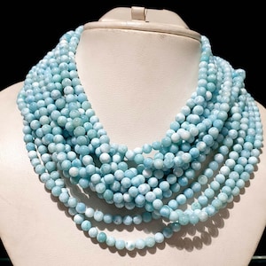Rare of rare Larimar Beads necklace!! Larimar Sphere Beads Necklace!! High Quality Larimar!! Larimar Pectolite Sphere Beads Necklace!!