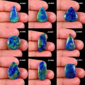 Pierre d'azurite de qualité supérieure - Pierre d'azurite bleue naturelle - Cabochon d'azurite à dos plat Pierre de cristal d'azurite en vrac pour la fabrication de bijoux