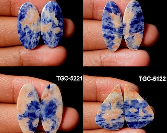 Matching Sodalite Pair  - High Quality Sodalite Gemstone Pair - Flat Back Sodalite Cabochon Pair Sodalite Crystal Pair For Making Jewelry