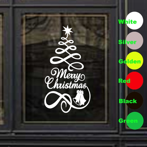 MERRY CHRISTMAS TREE WINDOW WALL STICKER Merry Christmas shop window decor sign MERRY CHRISTMAS TREE WINDOW WALL STICKER Merry Christmas shop window decor sign