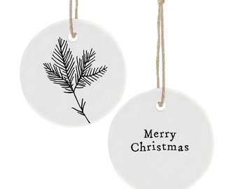 Merry Christmas Mini Porcelain Hanger | Cracker Filler | Mini Gift