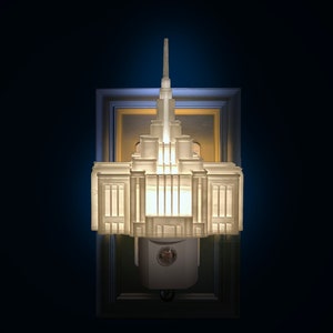 Saratoga Springs Temple Night Light: LDS Gift (Wall Outlet, LED)