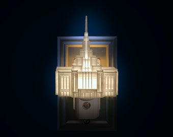 Saratoga Springs Temple Night Light: LDS Gift (Wall Outlet, LED)