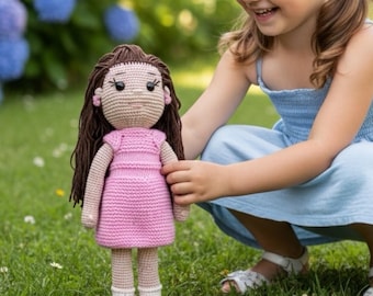 Handmade Crochet Doll for Baby Girls, Amigurumi Toy, Cotton Yarn Nursery Decor