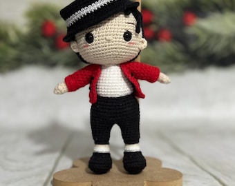 Handmade Crochet Michael Jackson Doll, King of Pop Collectible