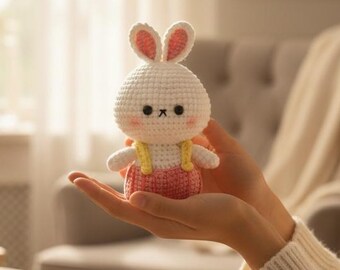 Handmade Crochet Bunny Doll, Small Amigurumi Rabbit, Nursery Toy, Baby Shower Gift