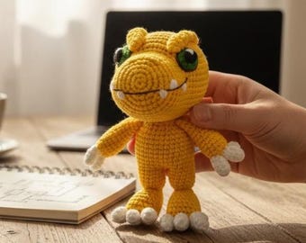 Agumon Crochet Plush, Amigurumi Digimon Doll, Anime Crochet Toy, Gamer Gift