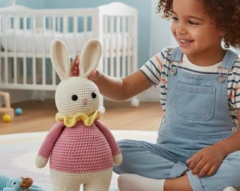 Handmade Crochet Bunny Doll – Soft Amigurumi Toy, Nursery Decor, Baby Gift