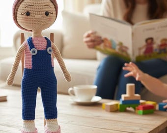 Crochet Ms. Rachel Doll – 25 cm Handmade Girl Doll, Soft Amigurumi Toy, Plush Gift
