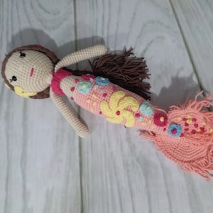 CROCHET MERMAID, Handcrafted Crochet Mermaid Doll, Adorable Plush Toy For Kids, Mermaid Crochet, Mermaid Doll, Pink Mermaid, Mermaid Gift