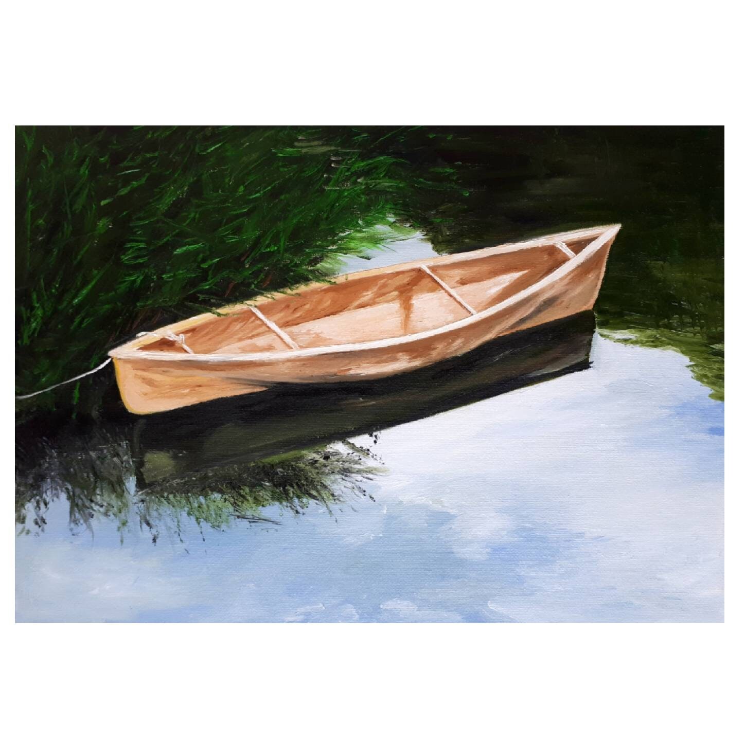 Canoe painting Original Oil art canvas wall art lake artwork Etsy