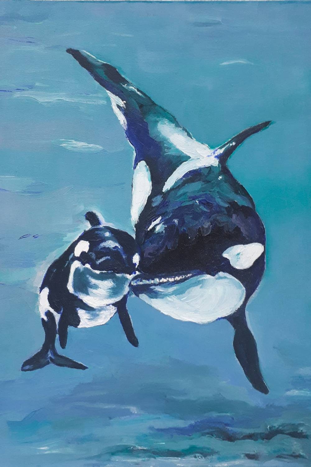 Killer Whale painting Orca Oil painting Original art Canvas Etsy