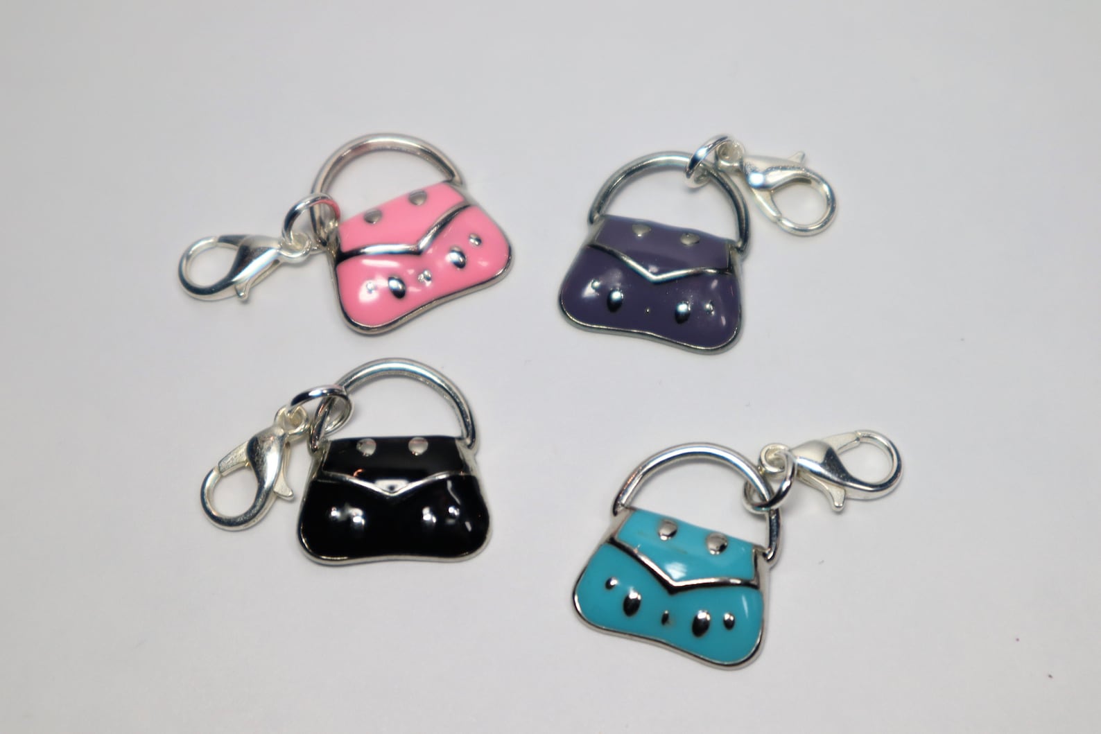 Silver tone enamel purse zipper pulls/charms in 4 colours Etsy