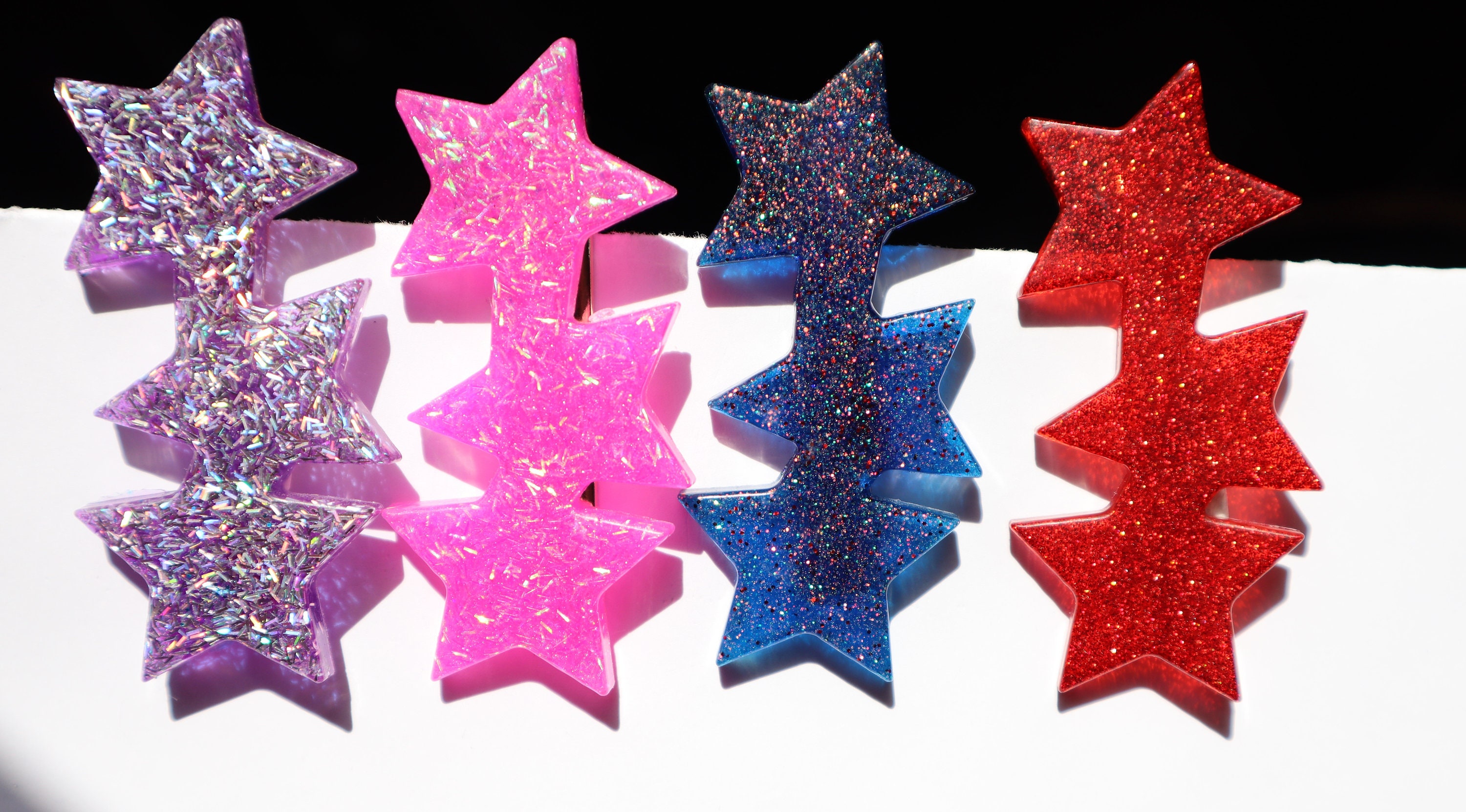 Star shaped resin hair clips/barrettes very sparkly choice Etsy