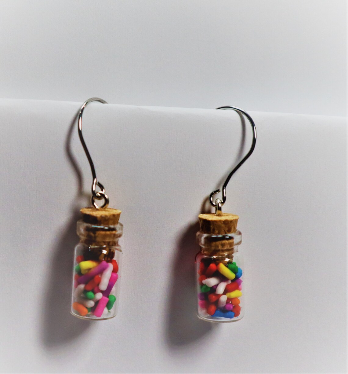 Mini glass jar earrings sprinkles inside Etsy