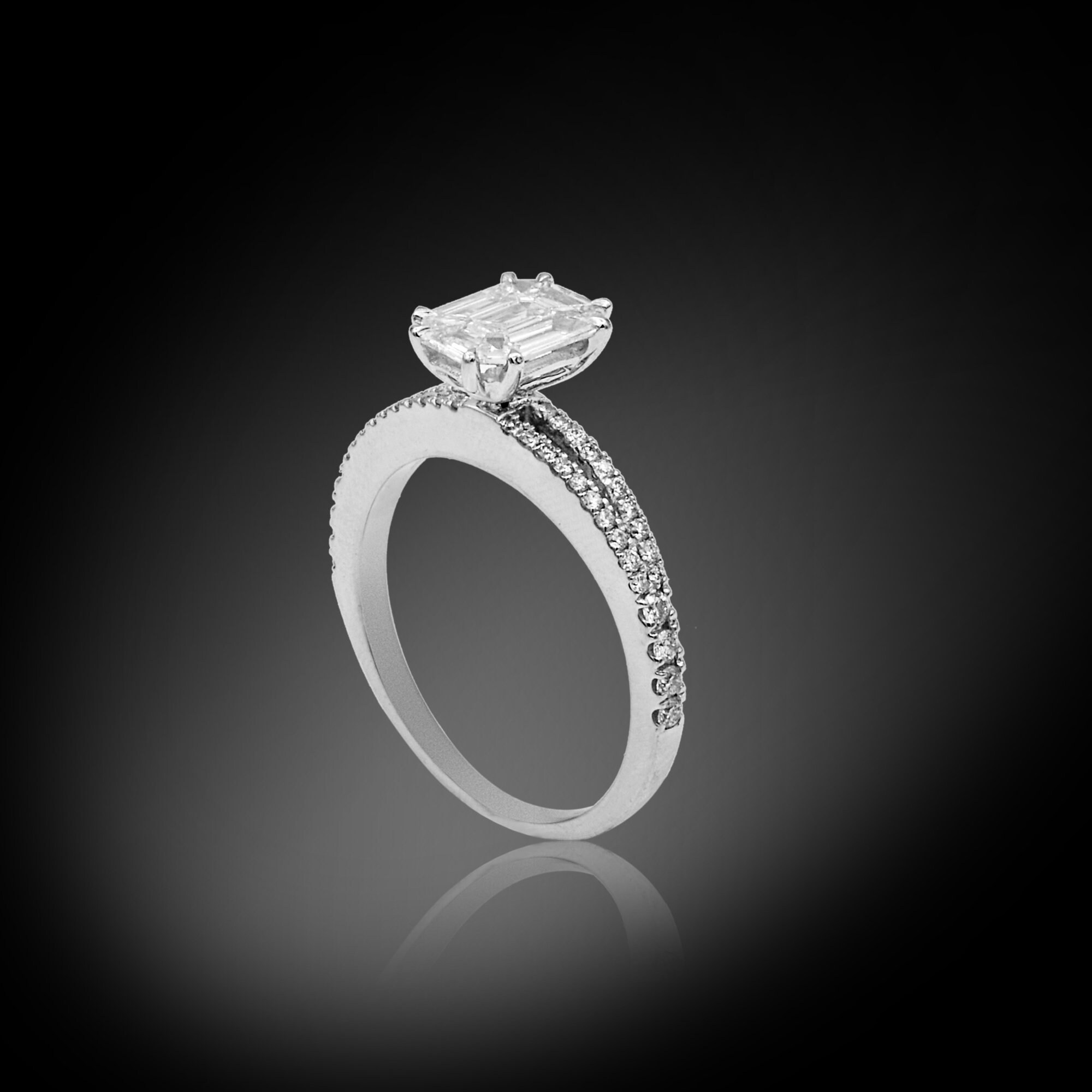 Natural Diamond Pie Cut Solitaire Ring in 18K White Gold Etsy