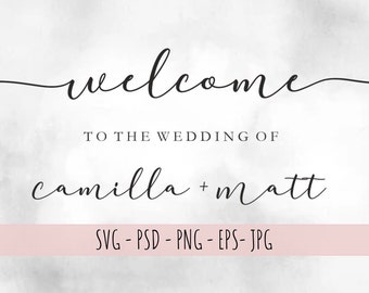 Bienvenido a nuestro letrero de boda svg, letrero de bienvenida de boda svg, letrero de boda personalizado, svg de boda, archivo de corte, Silhouette Cameo Cricut svg