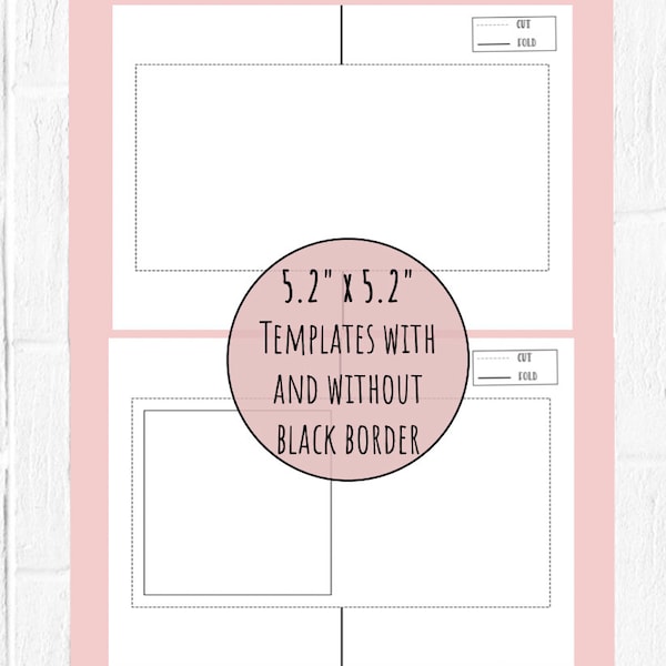 5.25x5.25 Card Templates, Instant Download Greeting Card Template, Square Card template, DIY card template, Square Greeting Card