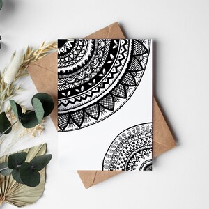 Modèle de carte Boho imprimable, carte Boho Mandala, carte Boho simple, carte Boho Mandala, cadeaux de remerciement, carte de remerciement, carte monochrome