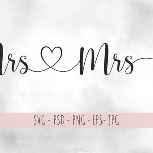 Mevrouw en mevrouw Svg, bruiloft Svg, net getrouwd Svg, bruid Svg, Gay Svg vrouw Svg, lesbische Svg, snijden van bestanden voor gebruik met de Silhouette Cameo Cricut