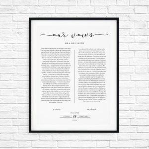 Wedding vows printable, Wedding vows wall art, Wedding vows print, Anniversary gifts for him, Vows sign, Printable vows, Personalized Vows