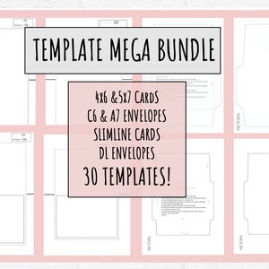 Mega Card Bundle. 5x7 and 4x6 Card Templates, c6 and A7 Envelopes, Envelope Templates, Slimline Cards, Greeting Card Template, DIY Envelopes