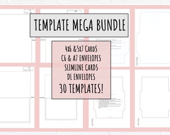Mega Card Bundle. Szablony kart 5x7 i 4x6, koperty c6 i A7, szablony kopert, karty Slimline, szablony kartek okolicznościowych, koperty DIY